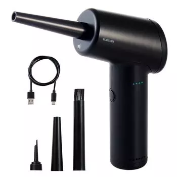 ELECOM Электрический перевернутый распылитель воздуха с 3 уровнями объема воздуха и светодиодной подсветкой, 3 типа насадок, пылесос ADWALBB01BK, перезаряжаемый, мощный, возможный, чёрный