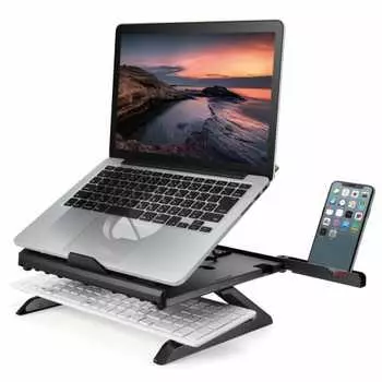 ELECOM Laptop Stand, Foldable, 8 Levels, 9.5cm Height Up Legs, Includes Smartphone Stand, Compatible with ~15.6inch Laptops, Folded Size: Width 280 x