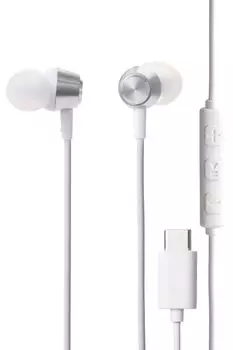 Elecom Наушники проводные канального типа с прочным кабелем, не легко до отсутствия расхождений между аудио и видео с регулировкой, серебристый EHP-DF14CMSV Type-C серебряный