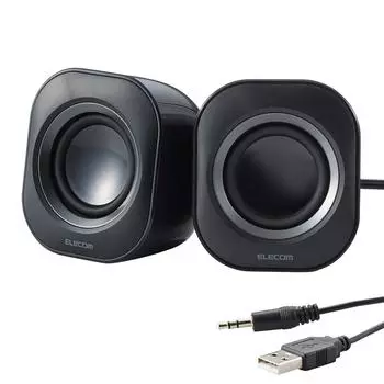 ELECOM PC Speaker Connection Компактный Легкий Простое Подключение Музыка Черный 3,5 мм [Для ПК, Смартфонов, Плееров и т.д.] MS-P08UECBK чёрный