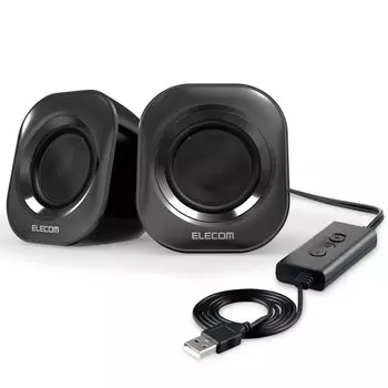ELECOM PC Speaker USB-подключение Регулировка громкости Функция отключения звука Максимальная выходная мощность 5 Вт Компактный черный 72 x 74 x 82 мм - MS-P08USB2BK чёрный