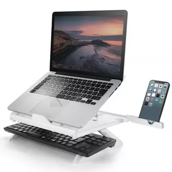 Elecom Подставка для ноутбука складная Ширина 280 x Толщина 280 x Высота, 8-ступенчатая складная, 9,5 см, размер 26 мм, грузоподъемность 10 кг, Белый, PCA-LTSH8WH белый