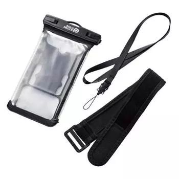 ELECOM Smartphone Waterproof Case with Arm Band, IPX8 Depth 10m, Neck Strap Included, Compatible with iPhone 14/13/SE and other smartphones up to 6.9