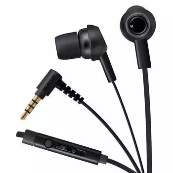 ELECOM Stereo Earphones with Flat Cable to Prevent Compatible with Black Microphone, Tangle, 1.2m (Y Type) iPhone/Smartphone, 3.54 Pole,
