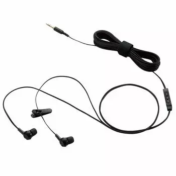 ELECOM Stereo Earphones with Volume Flat Long Cable that Black Adjustment, Mono/Stereo Switch, Doesn t Tangle, 5.0m, EHP-TVIN0250BK
