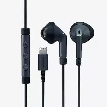 ELECOM Stereo Headphones EHP-LF10IMABK (with microphone)/Semi-open type/Lightning/13.6mm driver/FAST MUSIC/F10I/Black