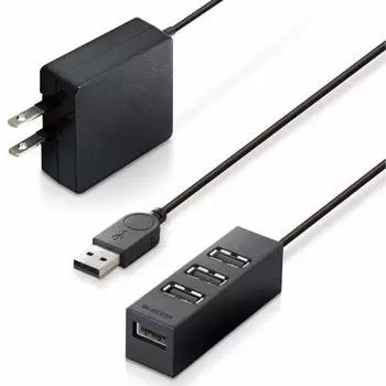 ELECOM USB Hub 2.0 Self-Powered 4 Ports Functional 1m MacBook/Surface Pro/Chromebook and Other Laptops Compatible with Nintendo Switch Black U2H-TZ427