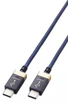 ELECOM USB-кабель для преобразования звука, тип C, передача музыки, высокое качество звука, OTG, высокое разрешение, нейлоновая сетка, 1 м, темно-синий, с усилителем ЦАП, аудио