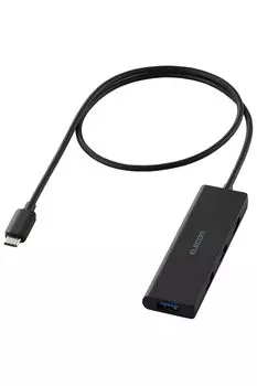 Elecom USB-концентратор USB-C Подключение USB3.2 (Ген1) 5 Гбит/с 4 порта с питанием от шины 60 см кабель небольшой и легкий дизайн черный U3HC-H043BK/E