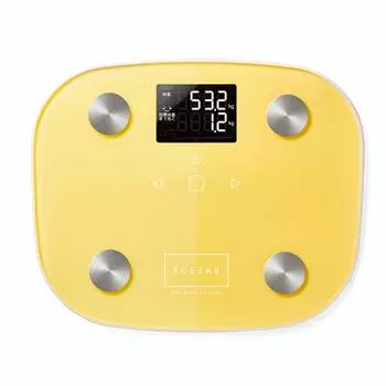 Elecom Весы для измерения состава тела с подсветкой. Установка целевого веса для измерения базального уровня жира в организме. Единица измерения — 100 г. Ekuria Yellow [Вес, ИМТ,