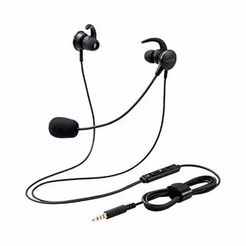 ELECOM Wired Headset 3.5mm 4 Pole Mini Plug with Microphone Inner Ear Binaural Conversion Cable (4 Pole - 3 Pole) Black HS-EP15TBK
