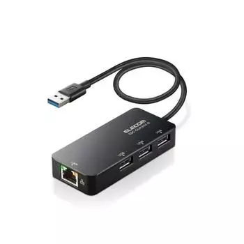ELECOM Wired LAN Adapter USB3.0 USB-A USB to RJ45 Conversion Adapter Gigabit USB Hub (USB-A x 3 Ports) [Compatible with Windows 11/10/8.1, macOS 12/11