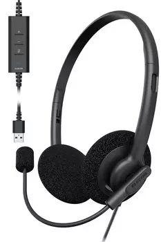 ELECOM Wired USB Dual Microphone Noise Left and Right Microphones Can Be Mute and Volume Adjustment Black Headset, Connection, Reduction, Used, чёрный