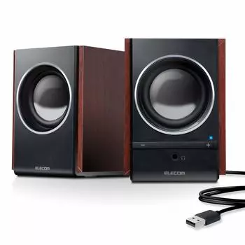 ELECOM wooden power speaker/5W/USB supply/black MS-W13UBK