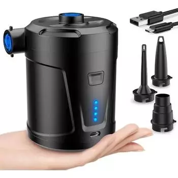 Electric Air Pump 5200mAh Air Compressor Inflator Portable Deflator Wireless Inflatable Pump for Swimming Ring Air Cushions Battery Powered чёрный