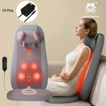 Electric Back Massager Vibrating Cervical Massage Chair Seat Cushion for Body Shiatsu Heated Kneading Relaxarion Home Office Use
