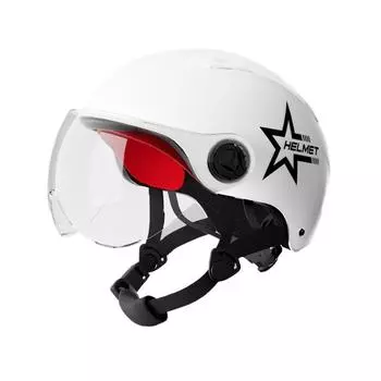 Electric Car Helmet Unisex Four Seasons Motorcycle Battery Car Helmet Hard Hat Transparent short lens белый