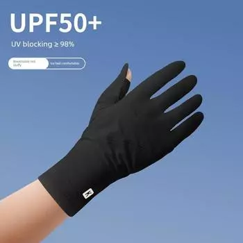 Electric Car Sun Protection Gloves Female UV Protection Summer Female Driver Driving Thin Anti-Slip Breathable Touch Screen Ice Sleeve Black
