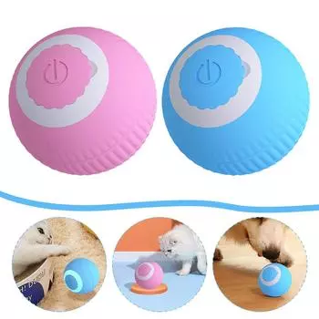 Electric Cat Ball Toys USB Rechargeable Smart Interactive Cat Toy ABS Intelligent Rolling Toy Ball for Indoor Playing розовый
