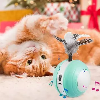 Электрический игрушечный мяч для кошек, интерактивная игрушка, мяч-дразнилка для кошек, автоматический движущийся мяч для кошек, перезаряжаемый через USB с 2 режимами, умная игрушка для кошек синий