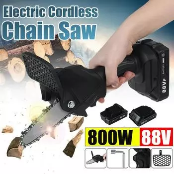 Electric Chain Saw Lithium Battery 88V Mini Pruning One-handed Garden Tool With Chain Saws Rechargeable Woodworking Tool 800W 1 x Battery