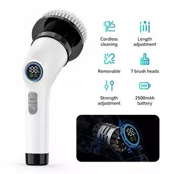 Electric Cleaning Brush Multifunctional Scrubber Household Wireless Rotatable Cleaning Brush For Bathroom Kitchen Windows Toilet серый
