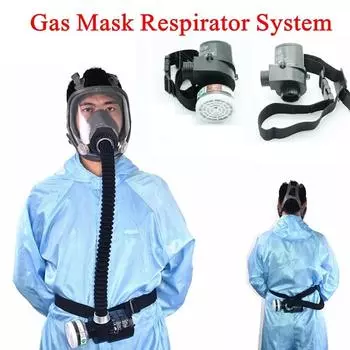 Electric Constant Flow Supplied Air Fed Full Face Gas Mask Spray Painting Tool Respirator System 100-240V