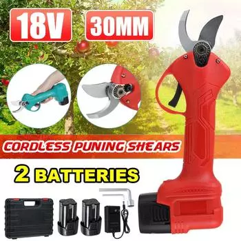 Electric Cordless Pruner Lithium-ion Pruning Shear Efficient Electric Scissors Bonsai Tree Branches Garden Tools Green / Red 1*Battery