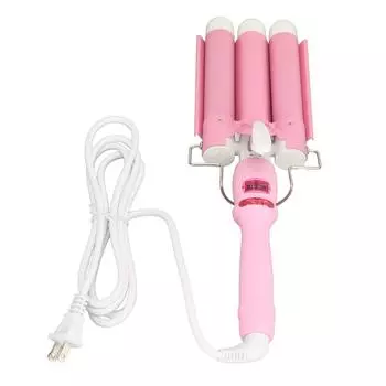 Electric Curling Iron Wand Fast Heating 3 Barrel Hair Curler for Home Use ID: 28mm / 1.1in; OD: 30mm / 1.18in розовый
