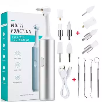 Электрический стоматологический скалер, полировщик зубов, средство для удаления зубного камня, пятен, налета, чистки зубов, отбеливания, 8 шт. сменных головок