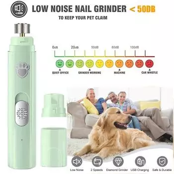 Electric Dog Nail Grinder Painless LED Light Pet Nail Grinder with Polisher Wheel 2-Speed Paws Nail Cutter for Pet Paws Grooming белый