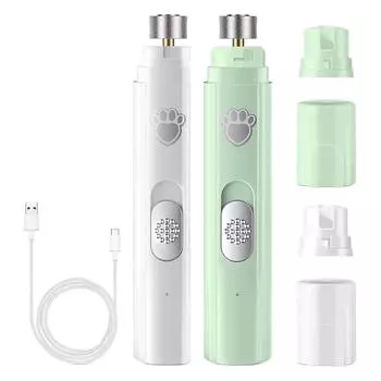 Electric Dog Nail Grinder with Polisher Wheel LED Light Pet Nail Grinder 500 MAh 2-Speed Pet Nail Trimmers for Pet Paws Grooming белый