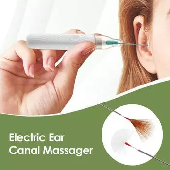Electric Ear Pick Set Ear Canal Cleaning Massager Goose Feather Stick Earpick Stainless Steel Ear Wax Pickers Wax Remover Cleane