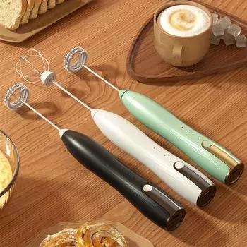Electric Egg Beater 1500mAh Mini Foam Mixer with TYPE-C/Mixing Head USB Rechargeable Wireless for Latte/Cappuccino/Hot Chocolate 3PCS