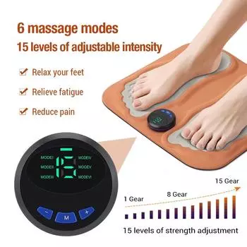 Electric EMS Foot Massage Pad 3D Acupressure Muscle Stimulation Improve Foot Blood Circulation Micro-current Pulse Calf Massager коричневый