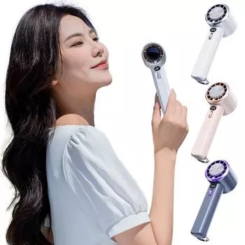 Electric Eyelash Fan USB Rechargeable 100 Wind Speeds Handheld Turbo Jet Fan 3000mAh Mini Portable Ice Cold Fan Digital Dispaly бежевый