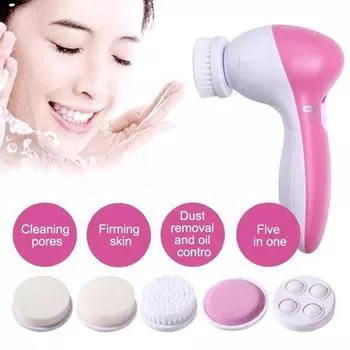 Electric Facial Cleaner 5 IN 1 Face Cleansing Brush Wash Machine Spa Skin Care Massager Blackhead Cleaning Facial Cleanser Tools синий