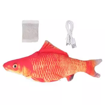 Electric Fish Cat Toy Plush Moving Wagging Jumping Automatic Simulation Fish RechargeableRed