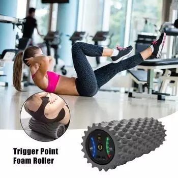 Электрический пенный валик 3 уровня вибрации регулируемый йога упражнения облегчение боли в спине физическая серый