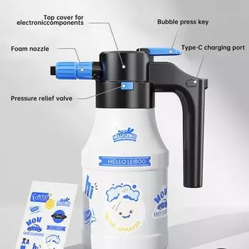 Electric Foam Sprayer 1.5L Foam Generator for Car Wash 2600mAh Lithium Battery Foam Lance 1h Endurance Car Wash Towel Foam Wash синий