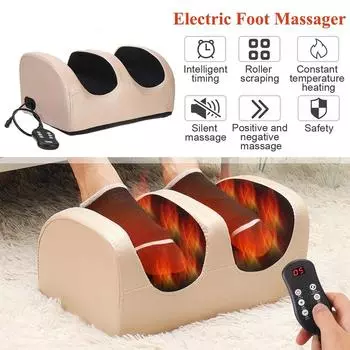 Electric Foot Massager Heating Roller with Remote Control Shiatsu Kneading Deep Tissue Muscles Daily Relax Relief Foot Stress чёрный