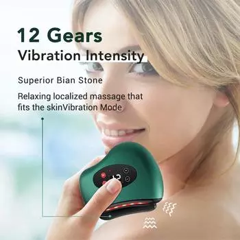 Electric Guasha Massager Portable Hot Compress Eye Massager Stone Heating Vibration Scraping Neck Face Skin Lifting Tools белый