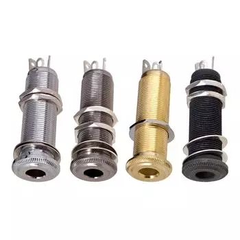 Electric Guitar Bass 6.35mm Socket Stereo 1/4 Inch Output Jacks Socket Plug Brass Straight Ribbed Tube Style Jack Anti-noisy чёрный