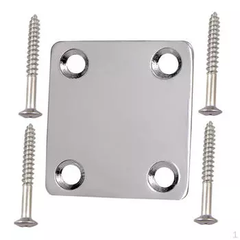 Electric Guitar Neck Plate Neckplate w/ 4 Screws for Chrome