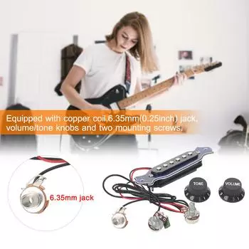 Electric Guitar Pickup Ready-to-Install Guitar Pickup Set with 6.35mm Jack Volume Tone Adjustment Knobs