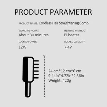 Electric Hair Straightener Brush Hair Straightening Comb for Women Electric Comb for All Hair Fast Heating Anti-Scald розовый