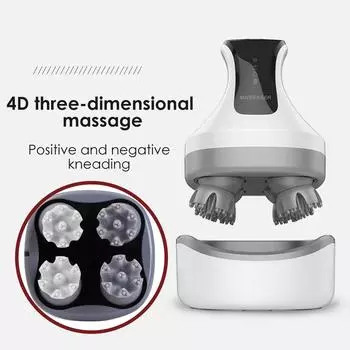 Electric Head Massage Antistress Relax Deep Tissue Wireless Scalp Bady Massager Prevent Hair Loss Headache Relieve Health Care белый