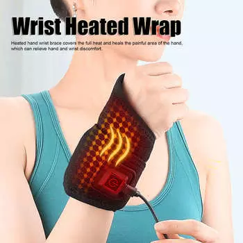 Electric Heated Wrist Brace Hot Compress Reduce Fatigue Keep Warm USB Hand Heating Wrap Band
