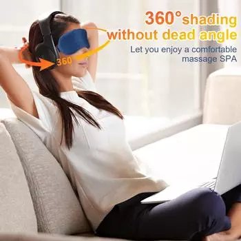 Electric Heating Eye Mask Infrared Hot Compress Eye Massager Reduce Dark Circles Eye Bags Relieve Fatigue Timing Sleep Shading синий