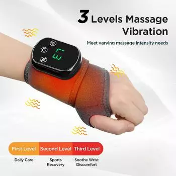 Electric Heating Hand Massage Wrist Guard Warm Hot Compress Hand Brace Massage Vibration 3 Modes Hand Wristband Protector Wrap серый
